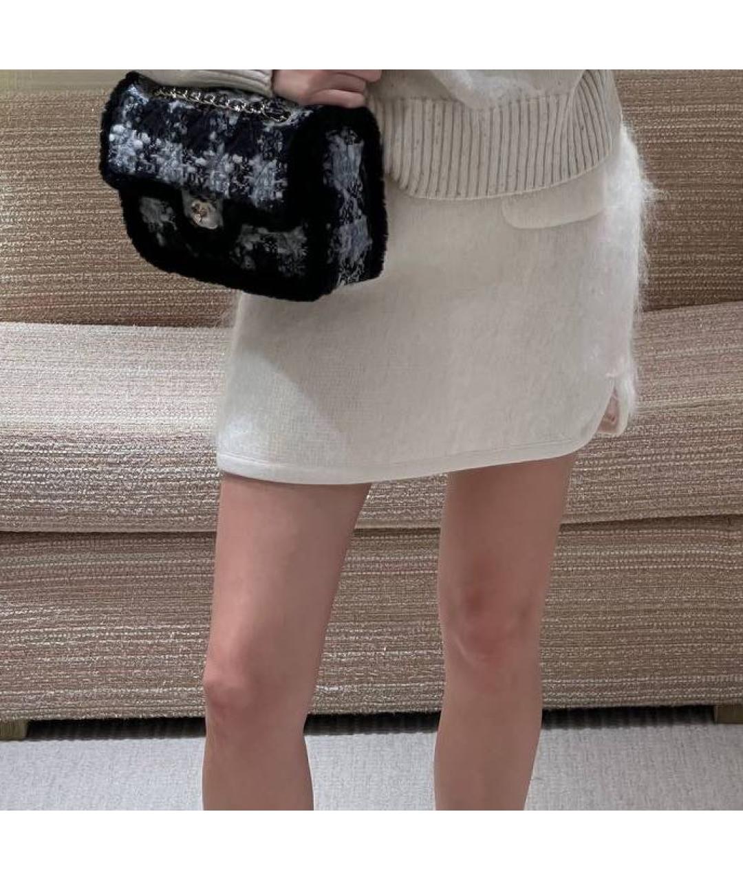 CHANEL Бежевая шерстяная юбка мини, фото 4