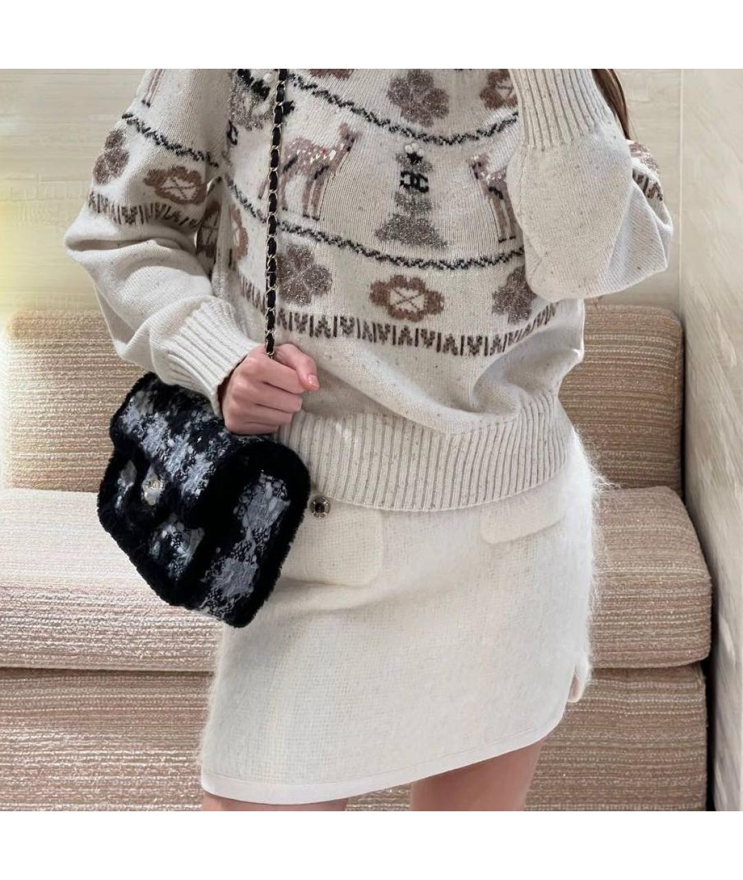 CHANEL Бежевая шерстяная юбка мини, фото 2