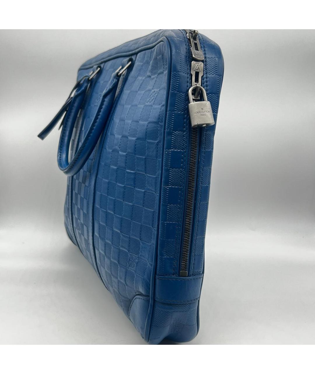 LOUIS VUITTON Синий кожаный портфель, фото 7