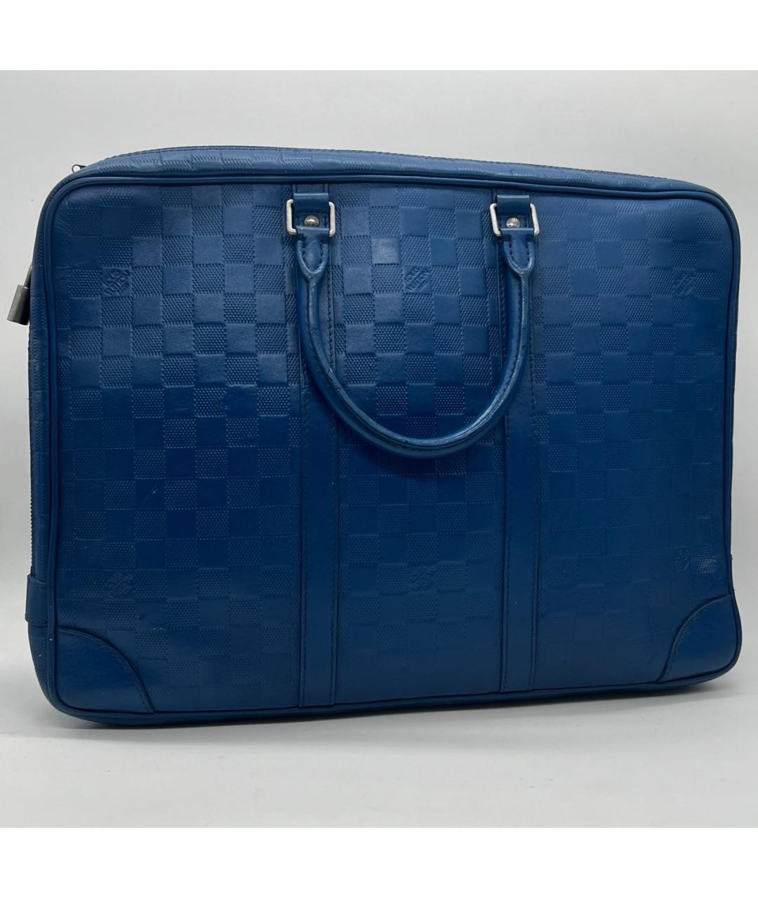 LOUIS VUITTON Синий кожаный портфель, фото 3