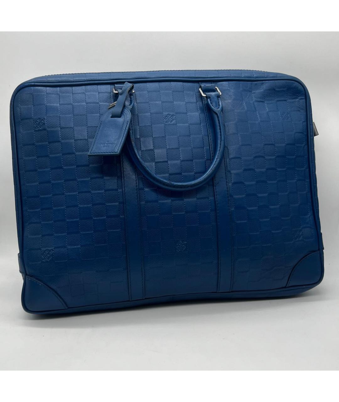 LOUIS VUITTON Синий кожаный портфель, фото 8