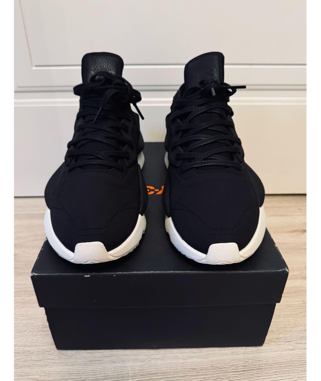 Y-3 Черные синтетические высокие кроссовки / кеды, фото 2