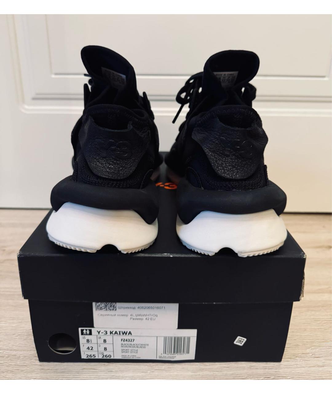 Y-3 Черные синтетические высокие кроссовки / кеды, фото 4