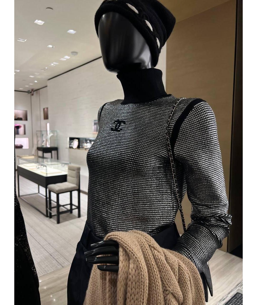 CHANEL Черная шерстяная водолазка, фото 4