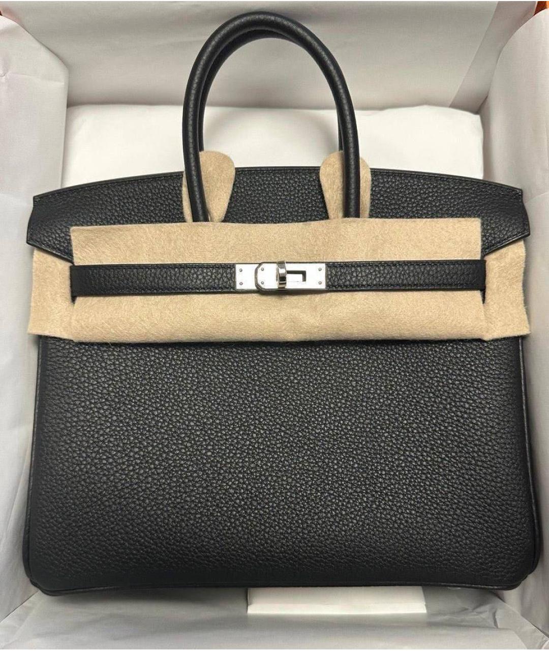 HERMES Черная кожаная сумка с короткими ручками, фото 2