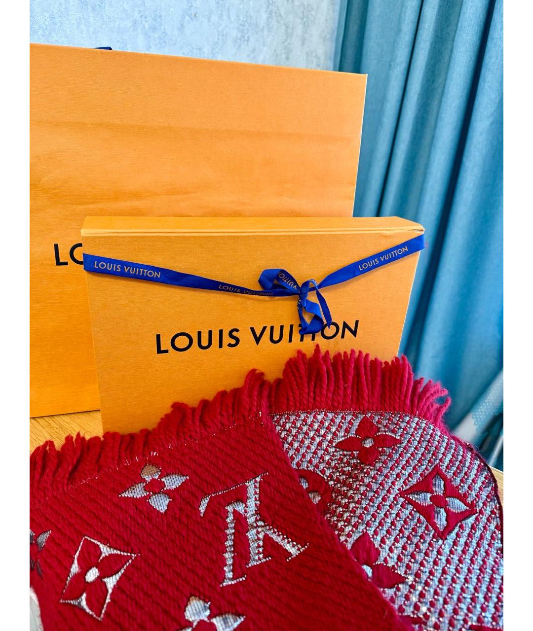 LOUIS VUITTON Красный шерстяной шарф, фото 2