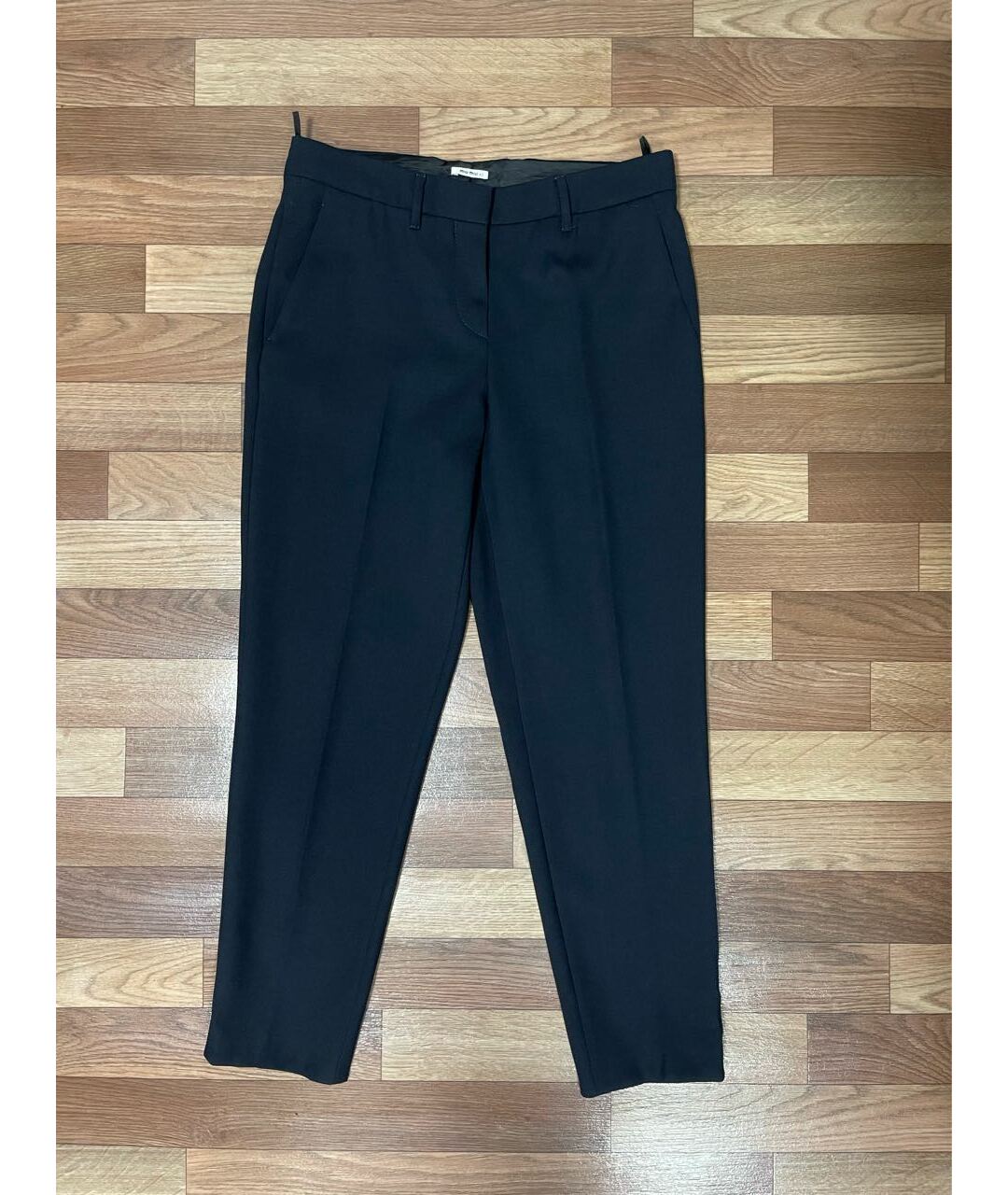 MIU MIU Темно-синие вискозные брюки узкие, фото 9