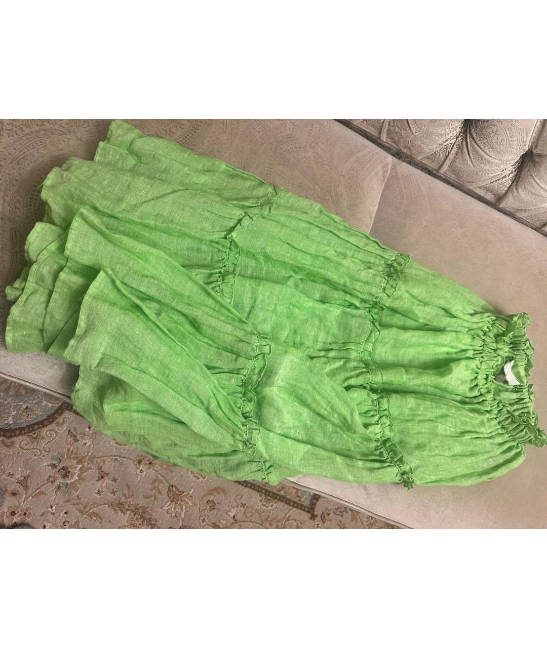 LISA MARIE FERNANDEZ Салатовая льняная юбка макси, фото 2