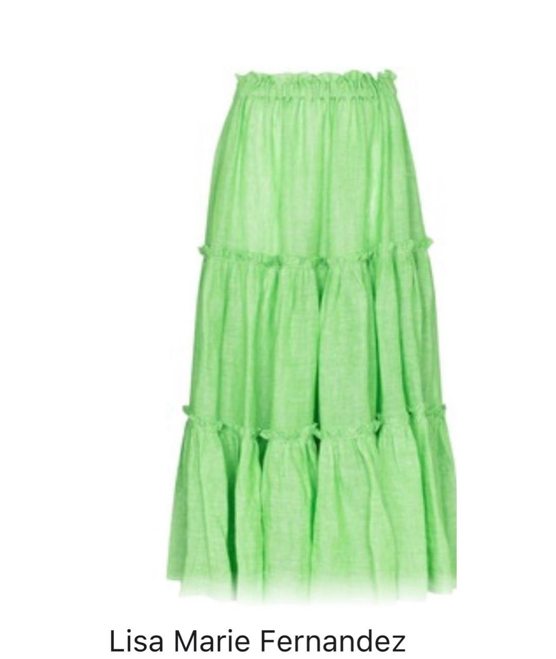 LISA MARIE FERNANDEZ Салатовая льняная юбка макси, фото 5