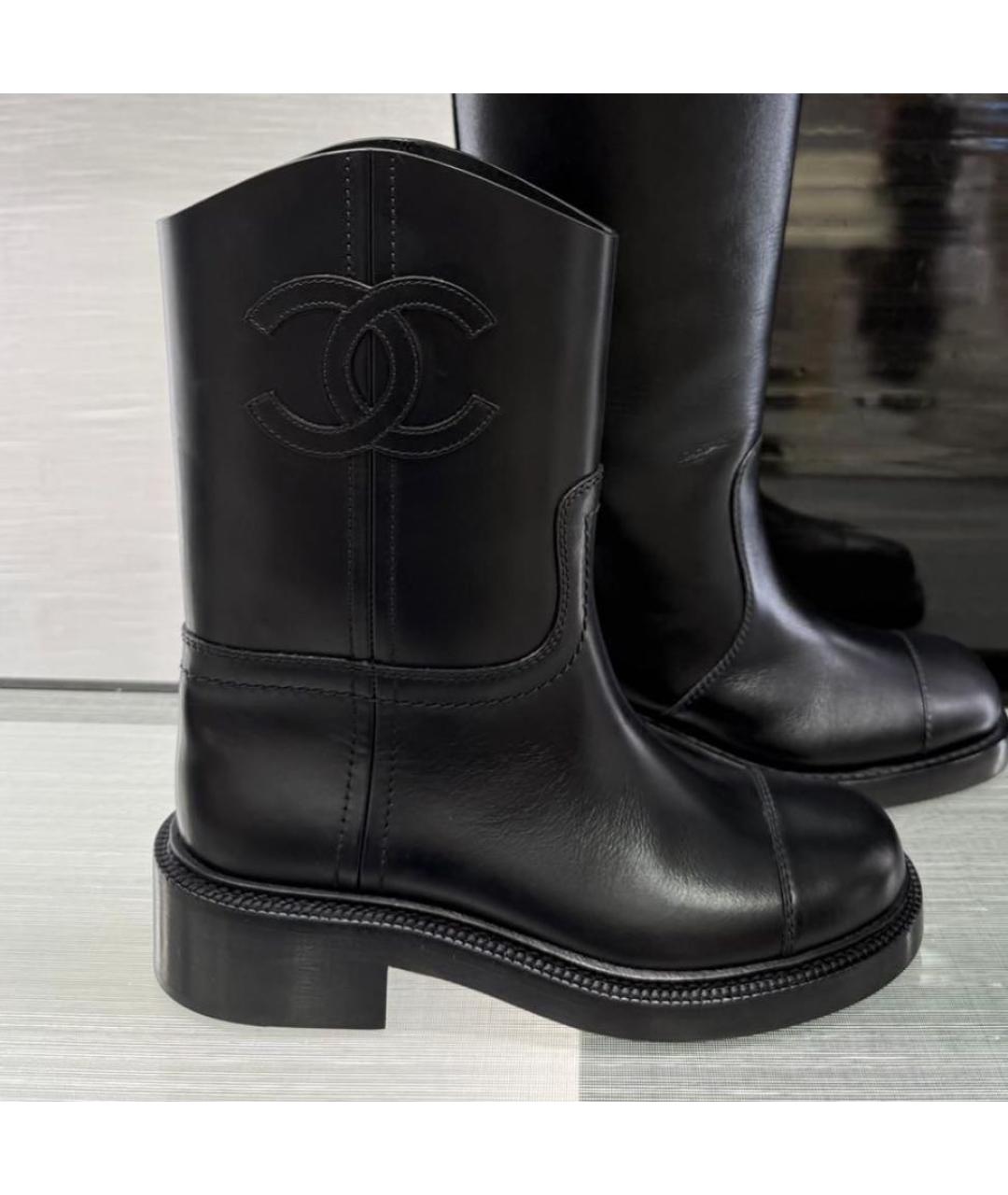 CHANEL Черные кожаные ботинки, фото 3