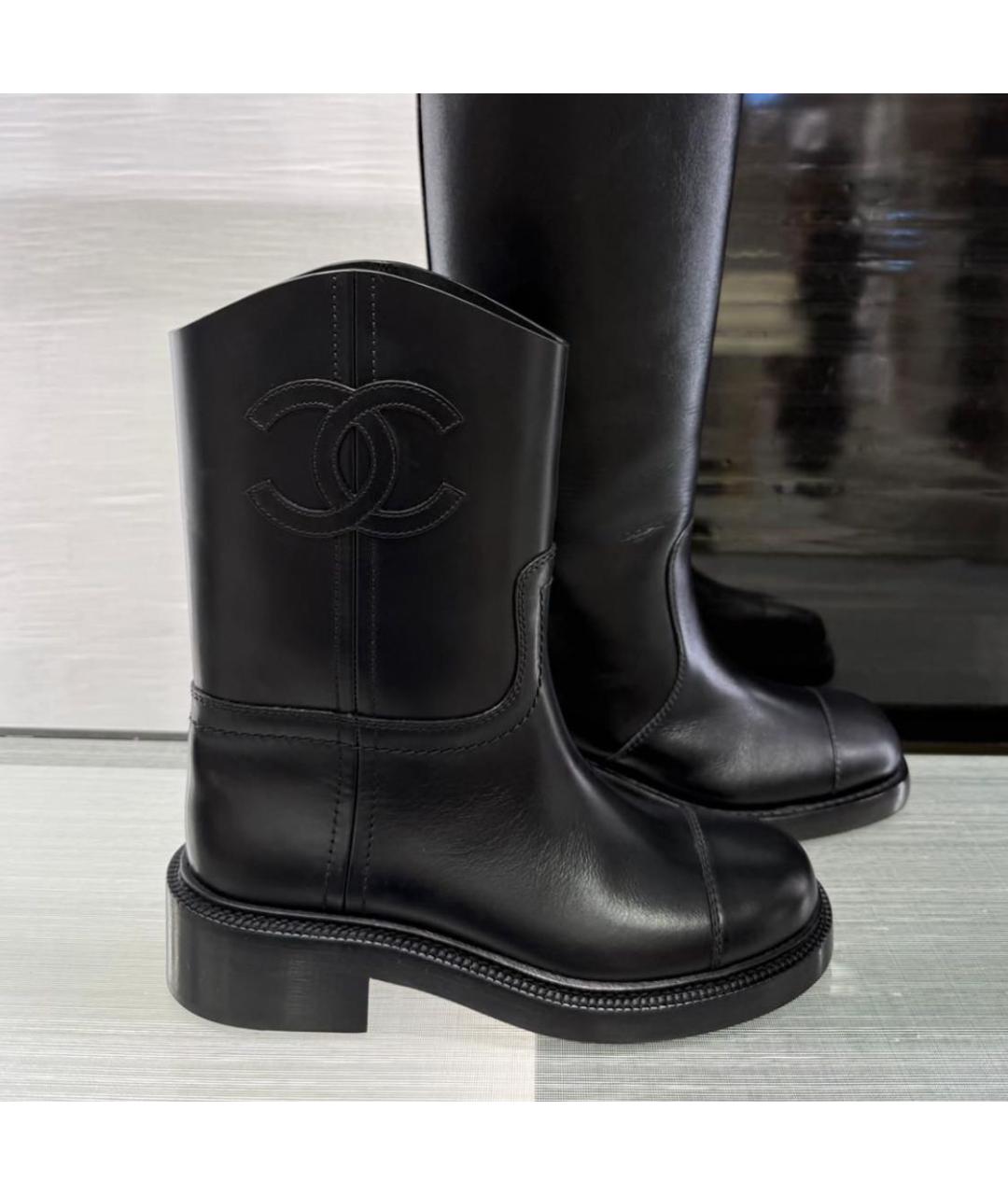 CHANEL Черные кожаные ботинки, фото 2
