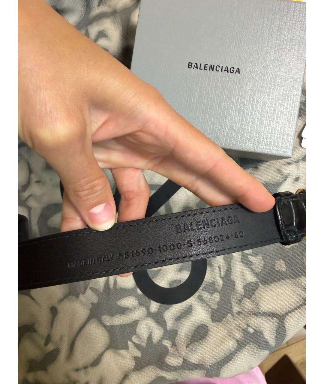BALENCIAGA Черный кожаный ремень, фото 2