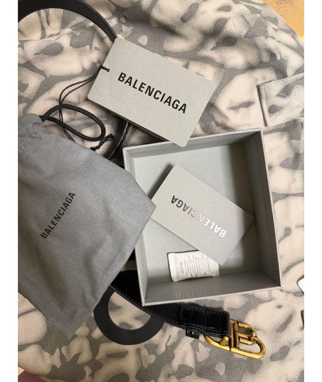 BALENCIAGA Черный кожаный ремень, фото 3