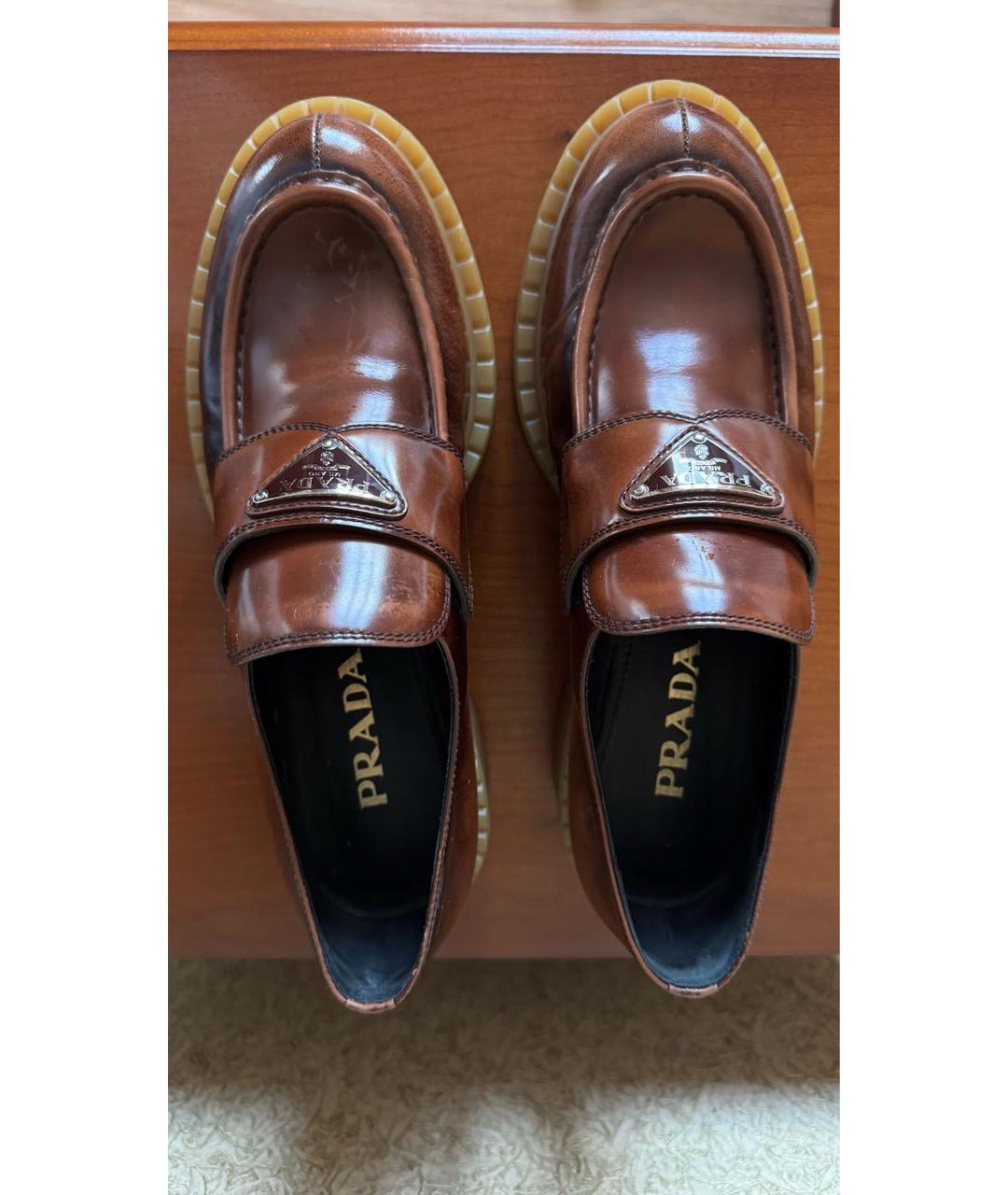 PRADA Коричневые кожаные лоферы, фото 3