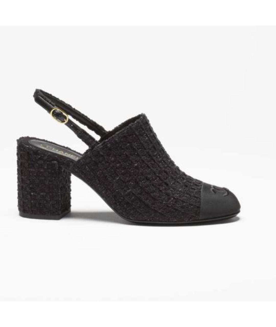 CHANEL Черные текстильные туфли, фото 5