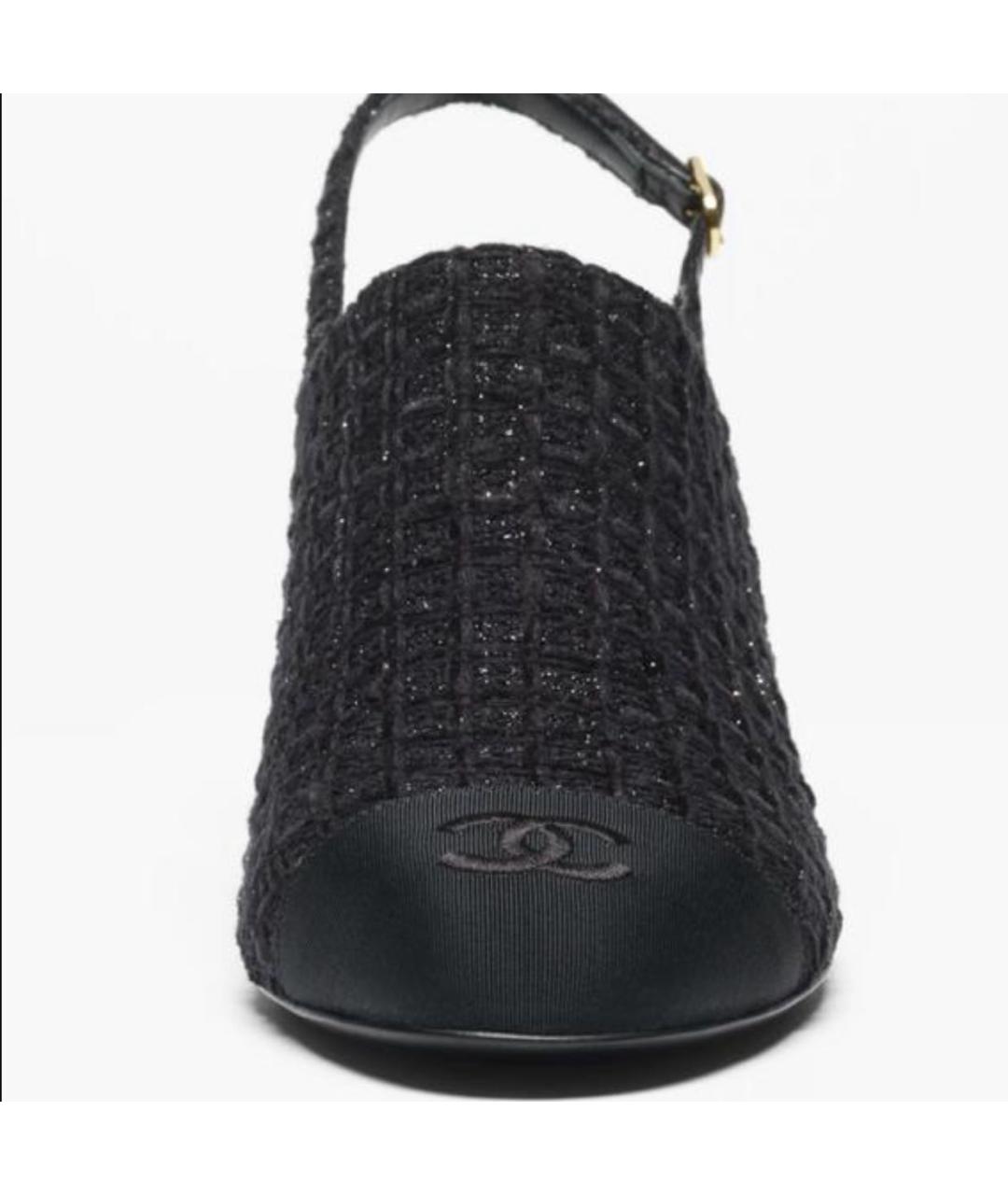 CHANEL Черные текстильные туфли, фото 4