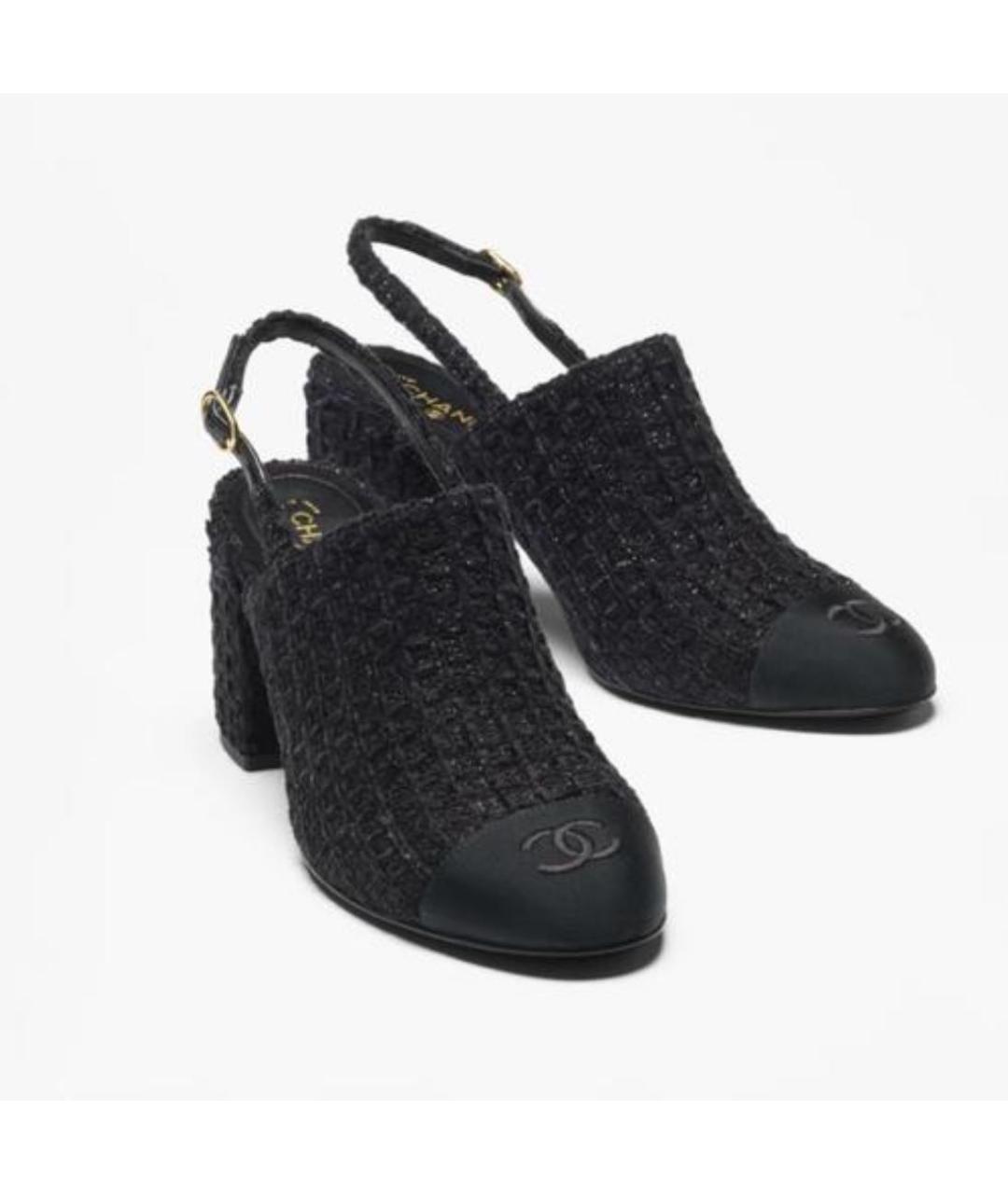 CHANEL Черные текстильные туфли, фото 2