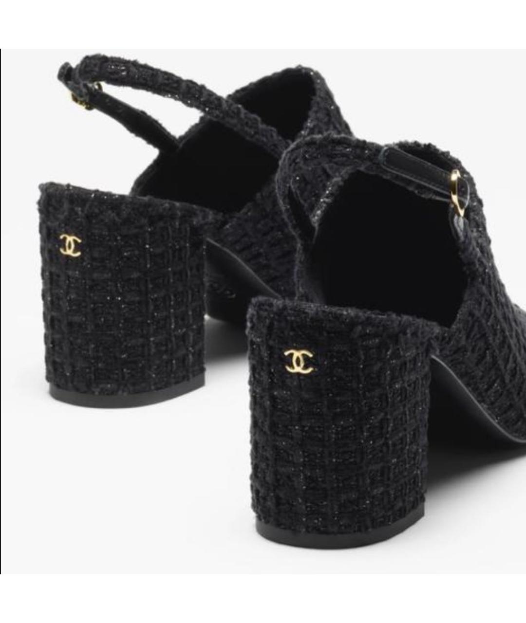CHANEL Черные текстильные туфли, фото 3