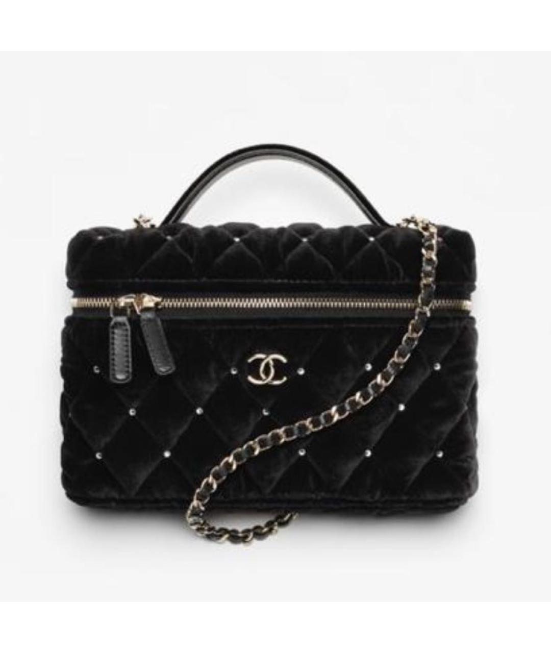 CHANEL Черная бархатная сумка с короткими ручками, фото 6