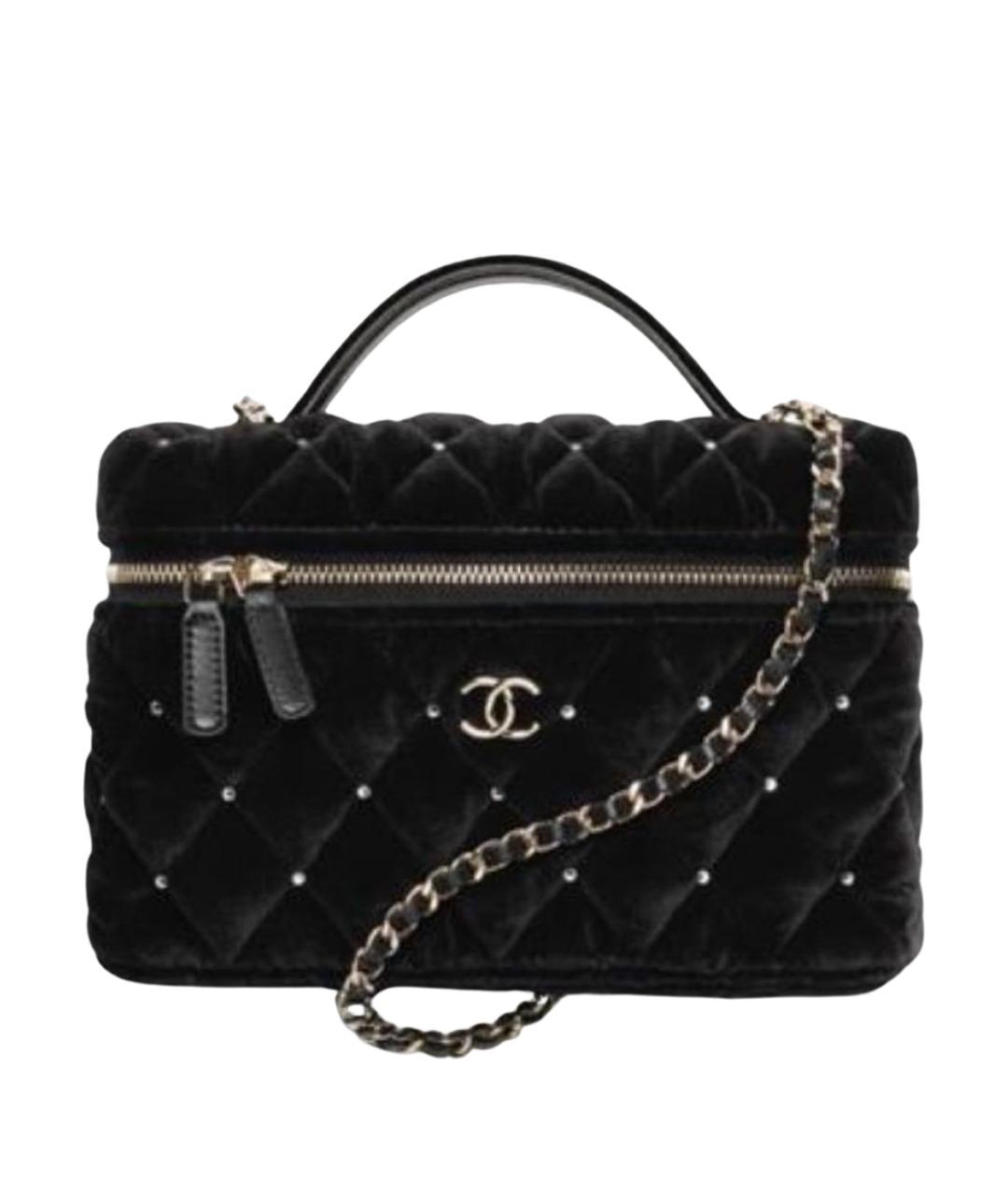 CHANEL Черная бархатная сумка с короткими ручками, фото 1