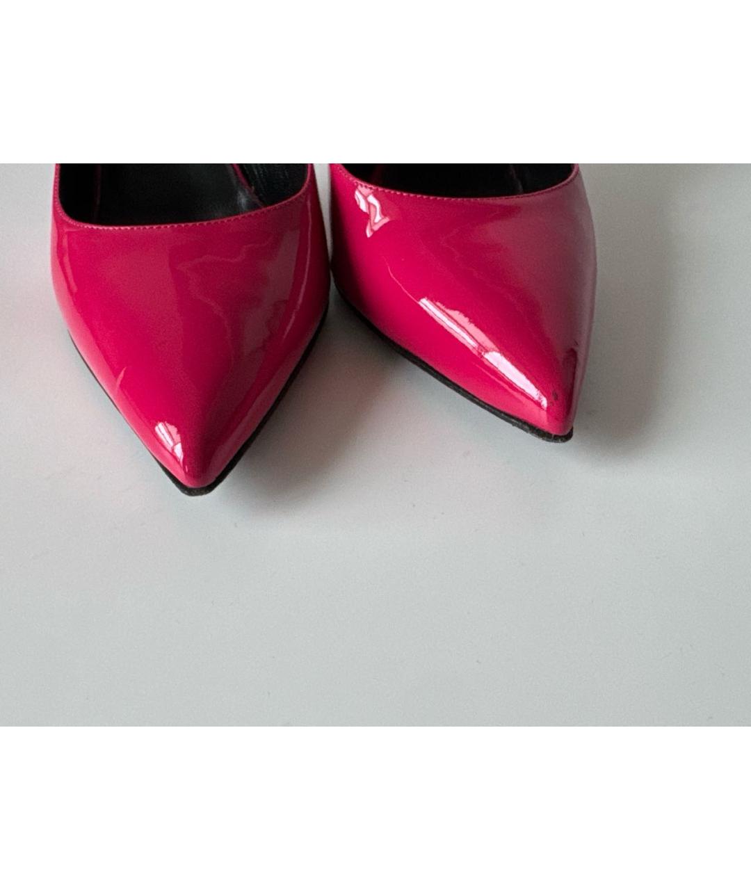 SAINT LAURENT Фуксия кожаные туфли, фото 7
