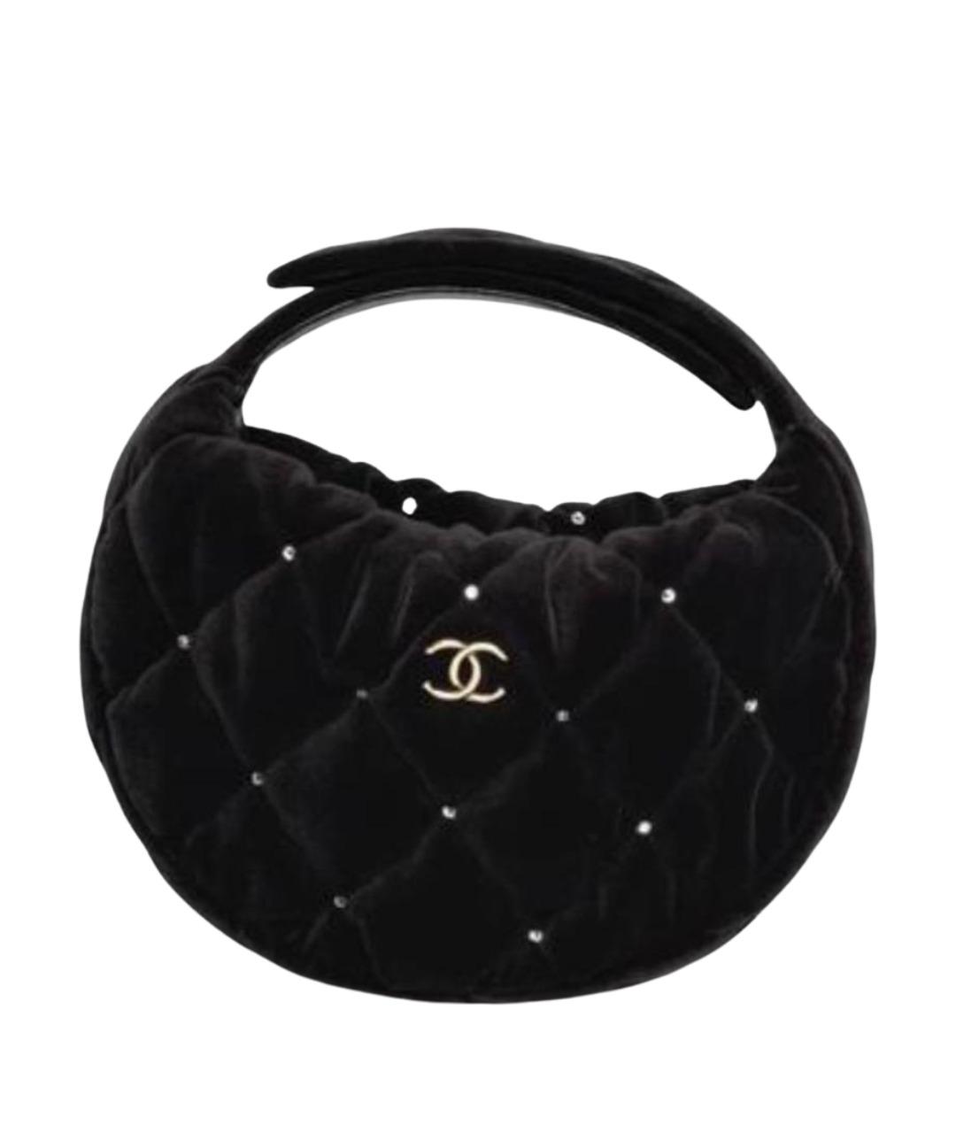 CHANEL Черная бархатная сумка с короткими ручками, фото 1
