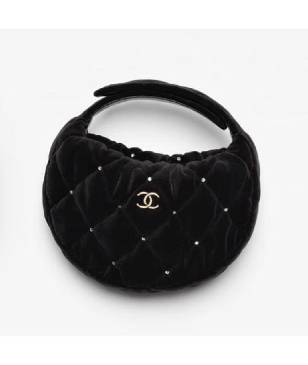 CHANEL Черная бархатная сумка с короткими ручками, фото 5