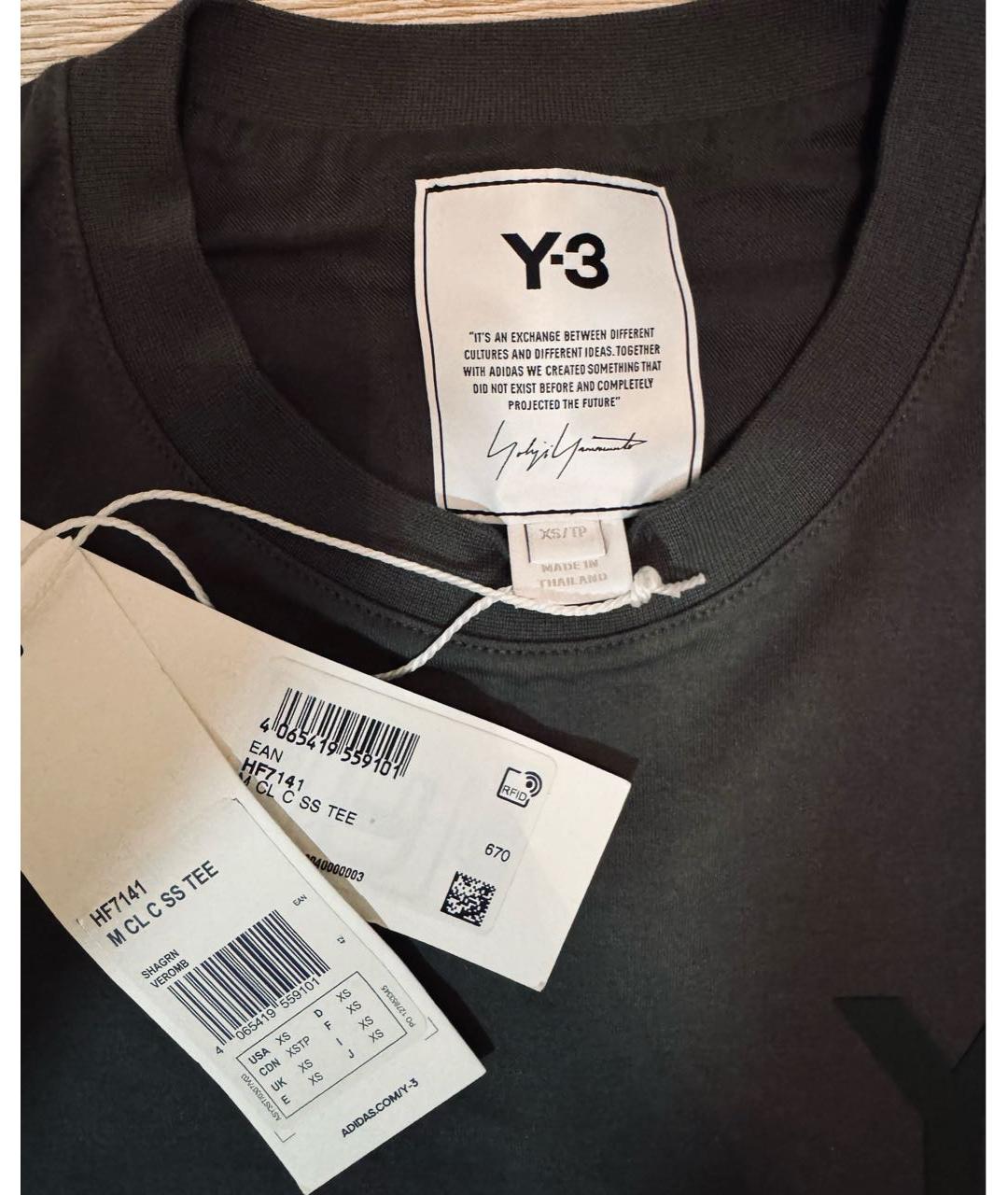 Y-3 Хаки хлопковая футболка, фото 6
