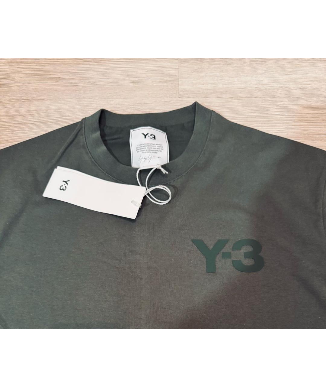 Y-3 Хаки хлопковая футболка, фото 4