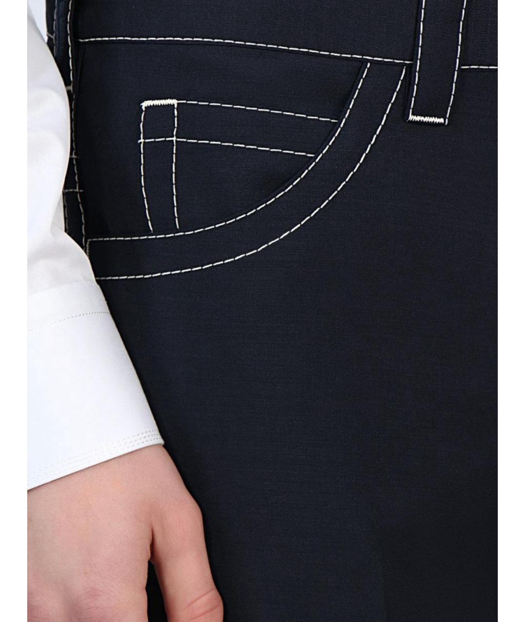 PRADA Темно-синие шерстяные классические брюки, фото 4