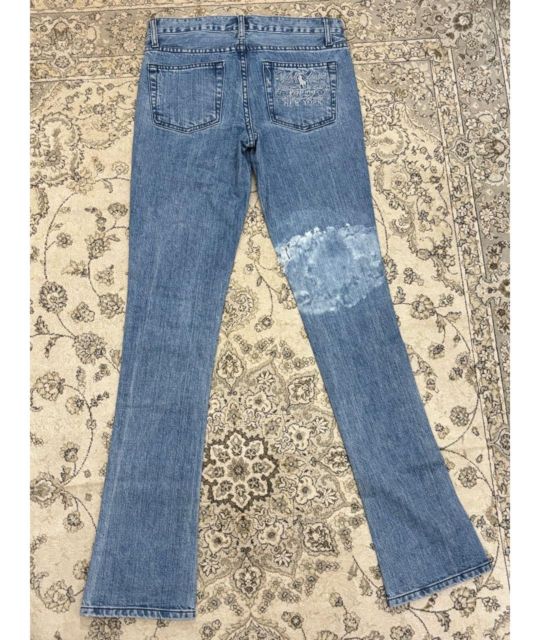 RALPH LAUREN Синие хлопковые джинсы клеш, фото 2