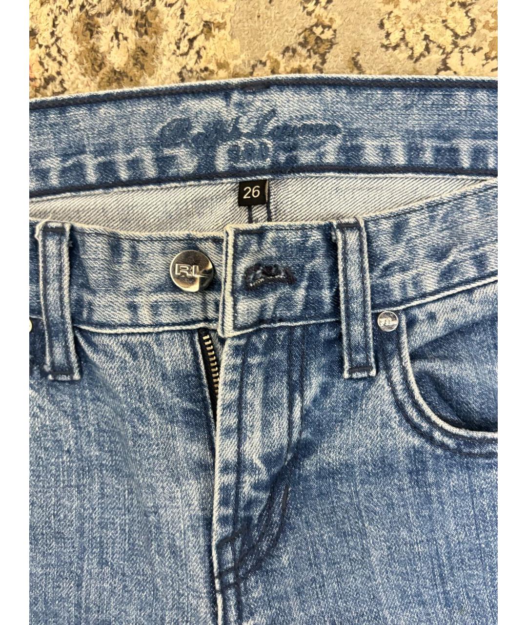 RALPH LAUREN Синие хлопковые джинсы клеш, фото 3