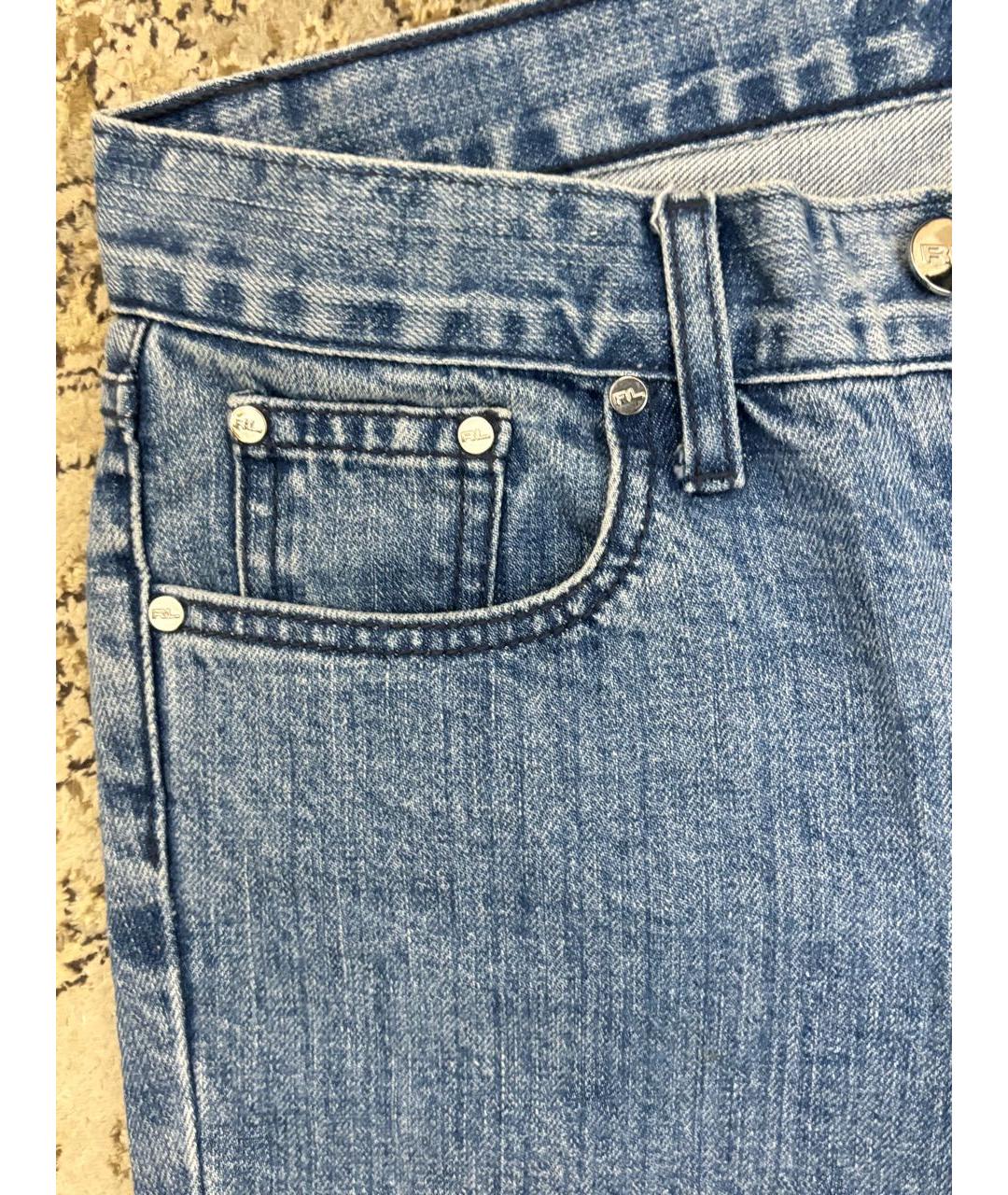 RALPH LAUREN Синие хлопковые джинсы клеш, фото 4