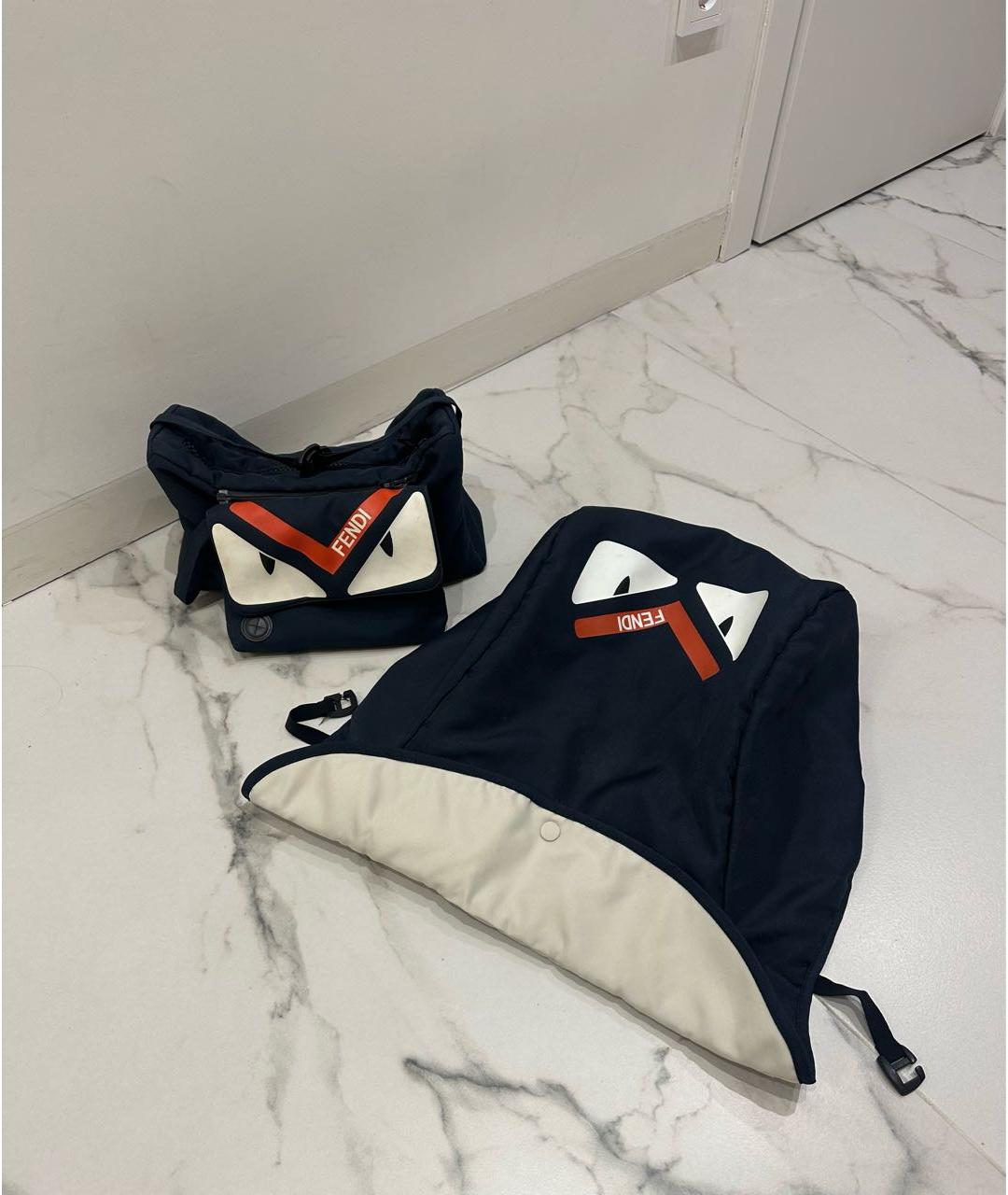FENDI Темно-синяя тканевая коляска, фото 4