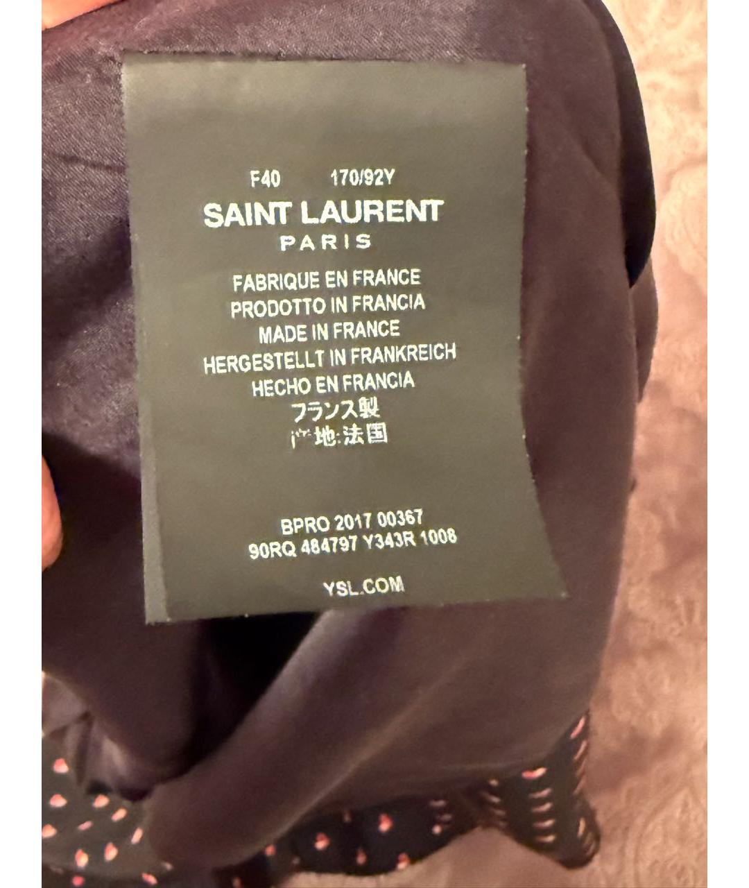 SAINT LAURENT Черное шелковое повседневное платье, фото 5