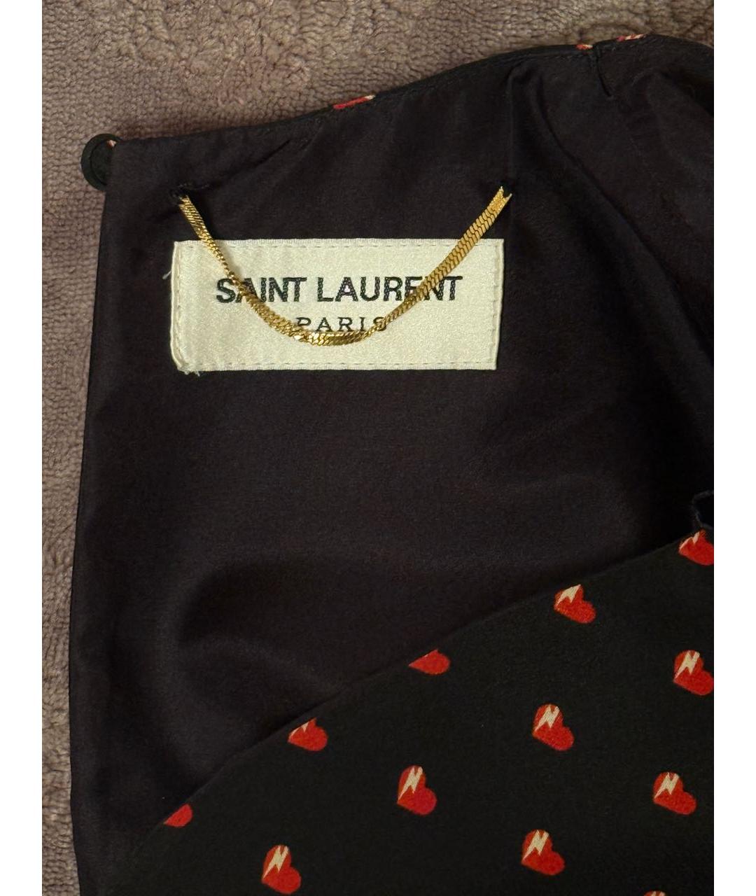 SAINT LAURENT Черное шелковое повседневное платье, фото 3