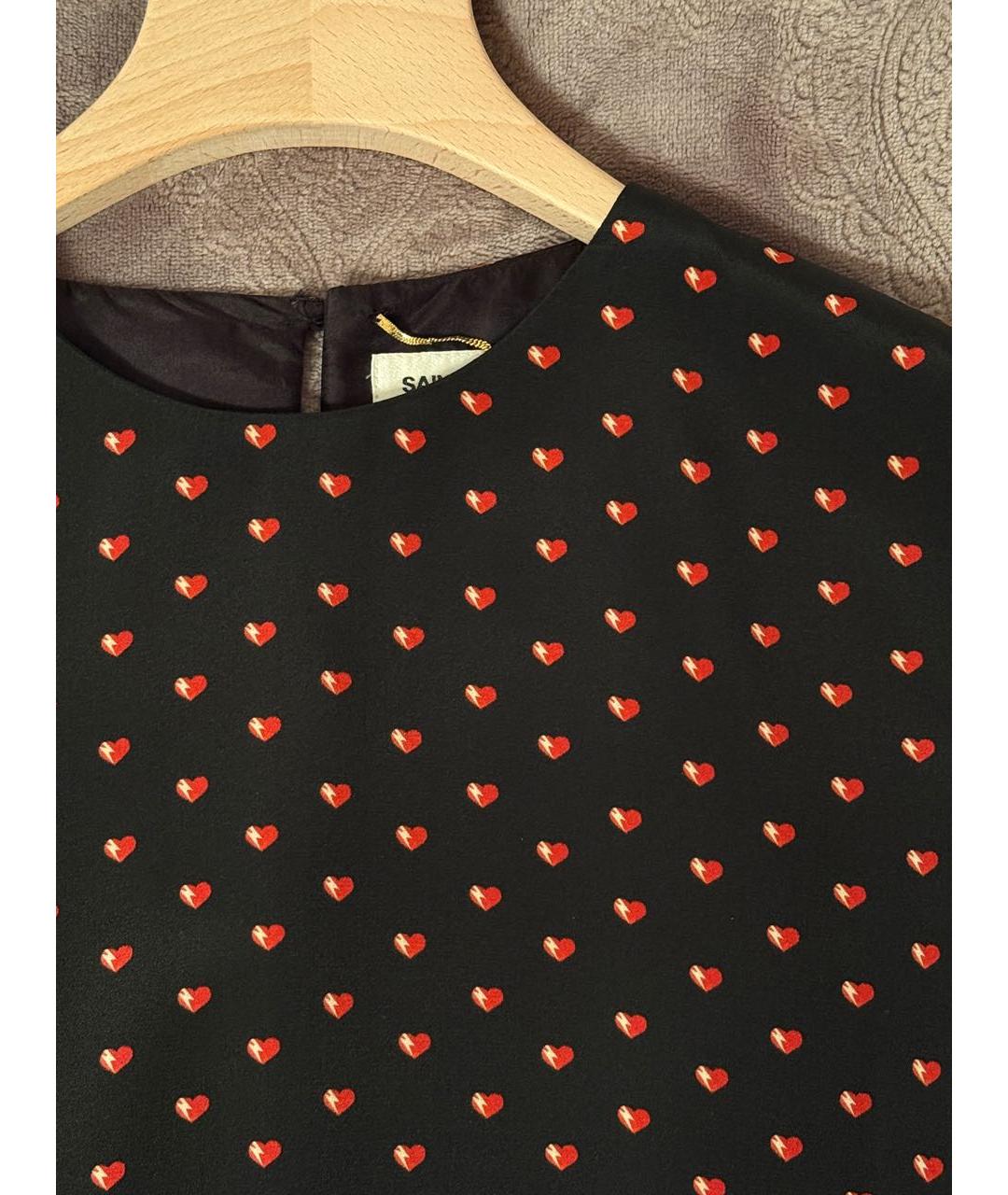 SAINT LAURENT Черное шелковое повседневное платье, фото 4