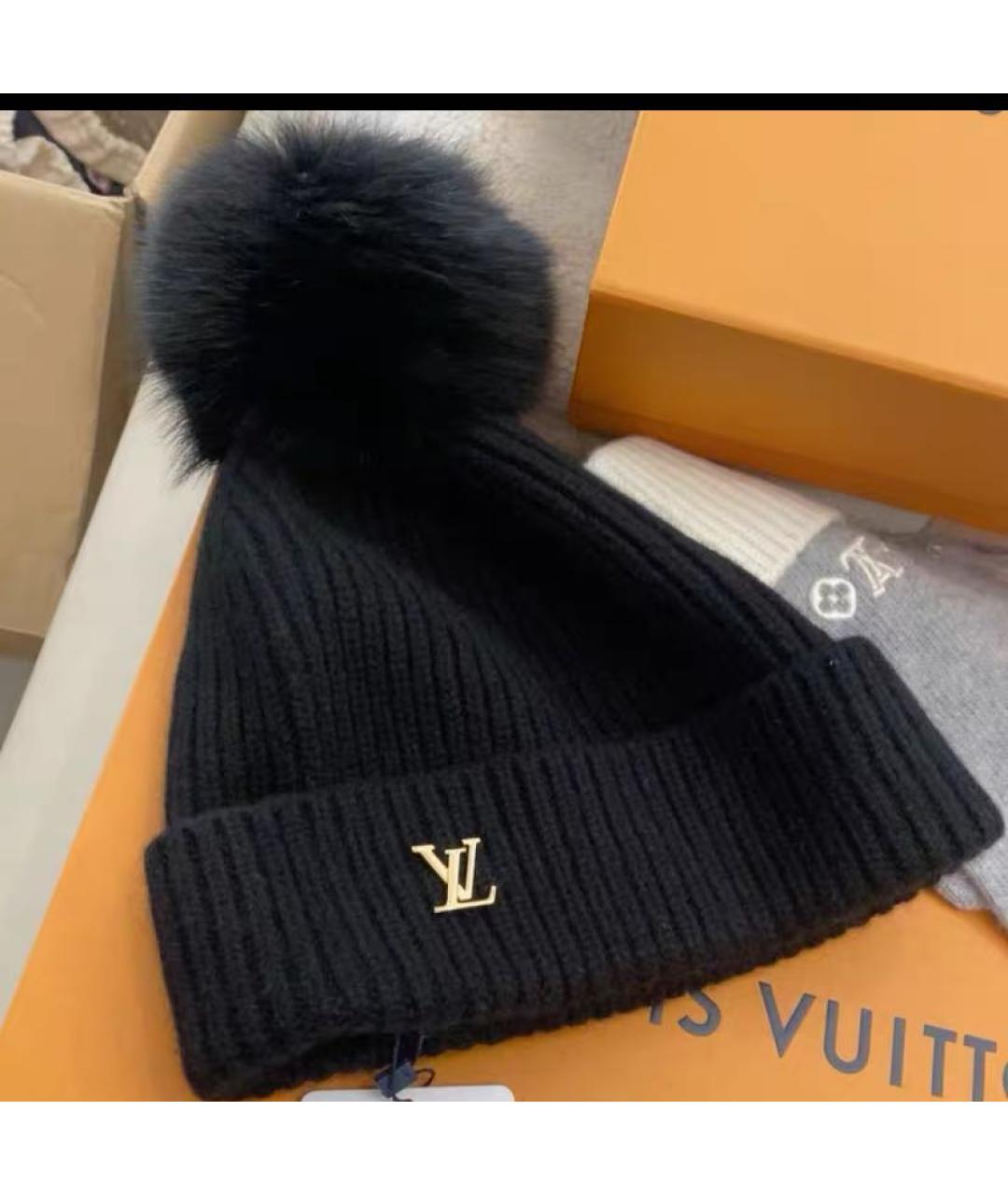 LOUIS VUITTON Черная шерстяная шапка, фото 2