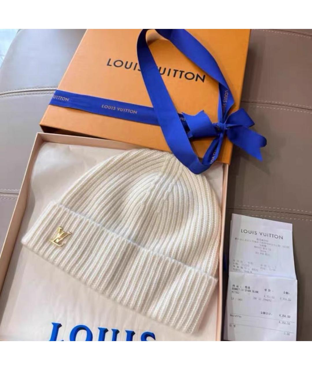 LOUIS VUITTON Белая шерстяная шапка, фото 4
