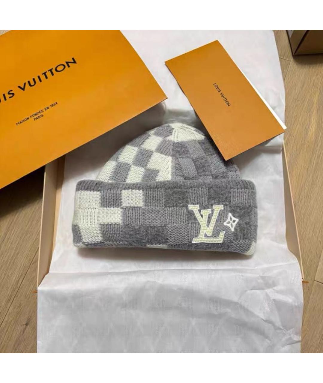 LOUIS VUITTON Серая шерстяная шапка, фото 3