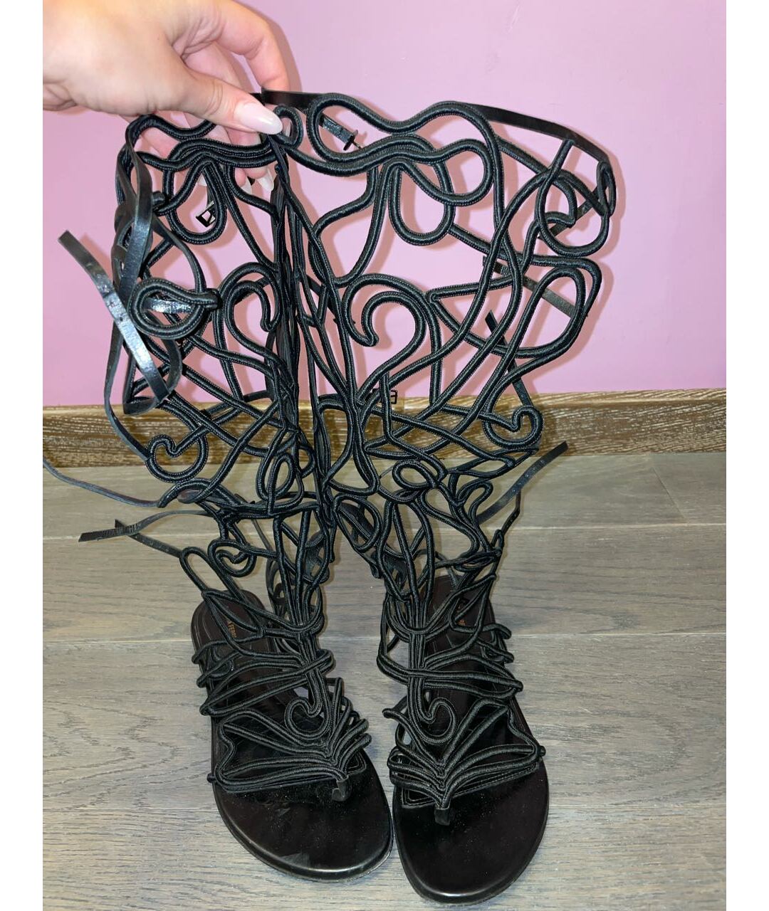 ALBERTA FERRETTI Черные сандалии из экзотической кожи, фото 2