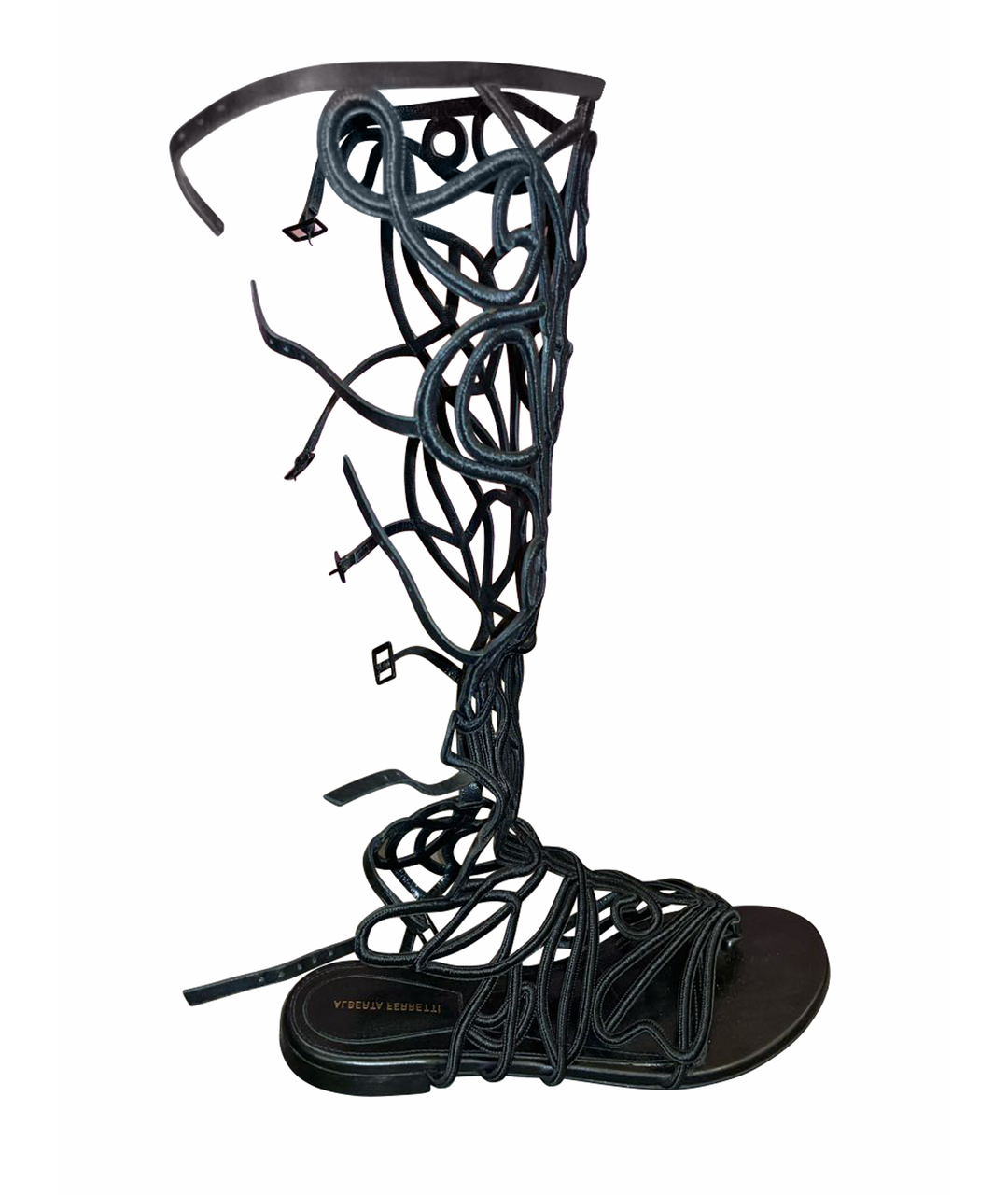 ALBERTA FERRETTI Черные сандалии из экзотической кожи, фото 1