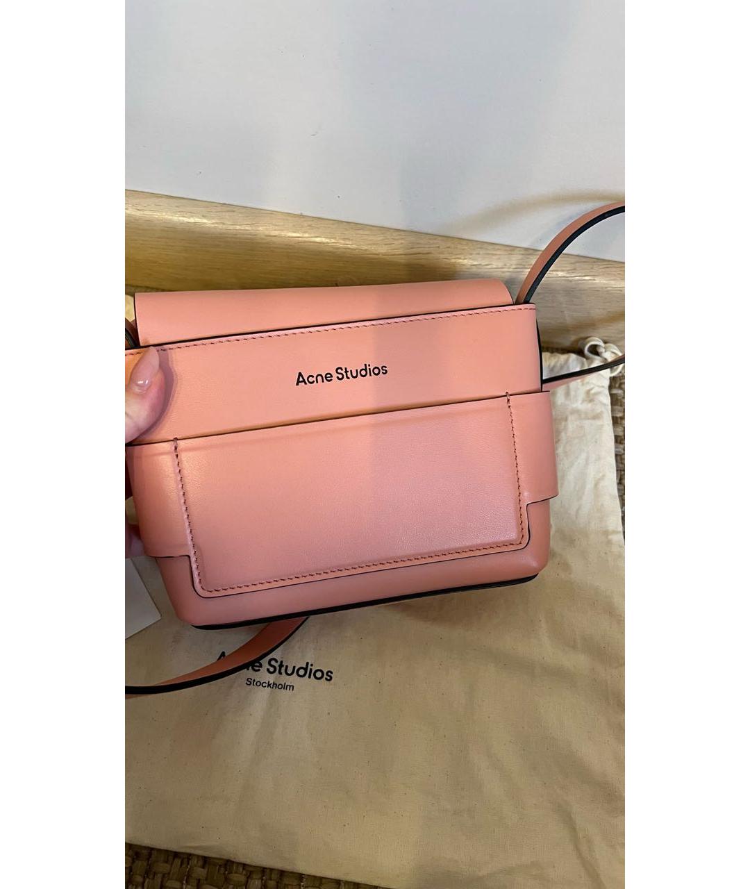 ACNE STUDIOS Розовая кожаная сумка через плечо, фото 3