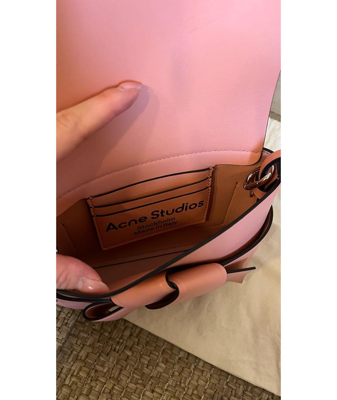 ACNE STUDIOS Розовая кожаная сумка через плечо, фото 4