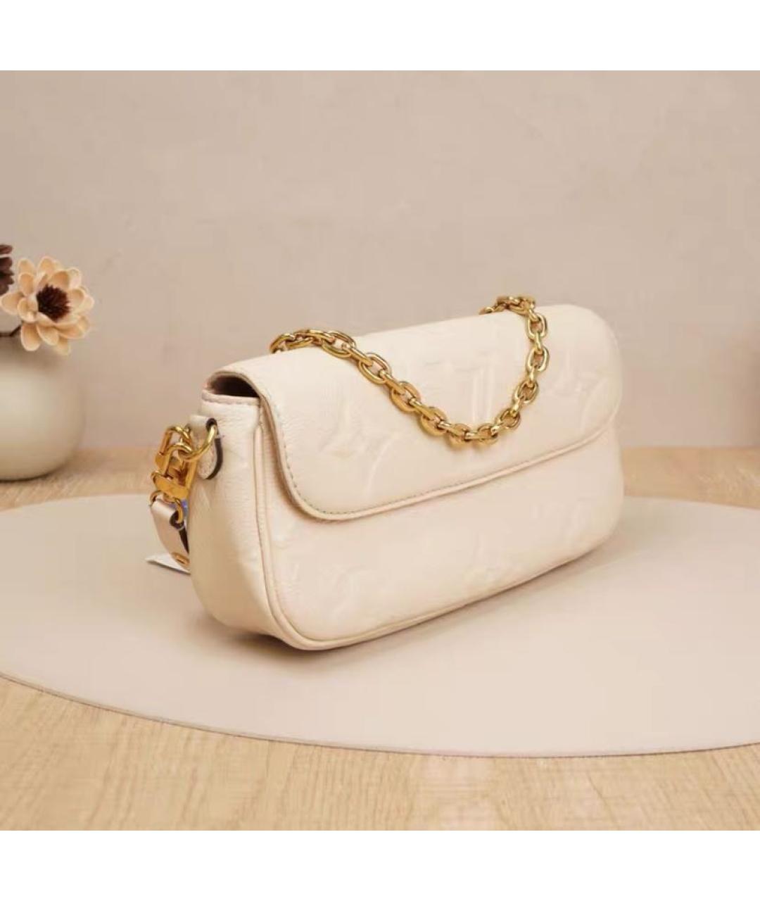 LOUIS VUITTON Бежевая кожаная сумка с короткими ручками, фото 2