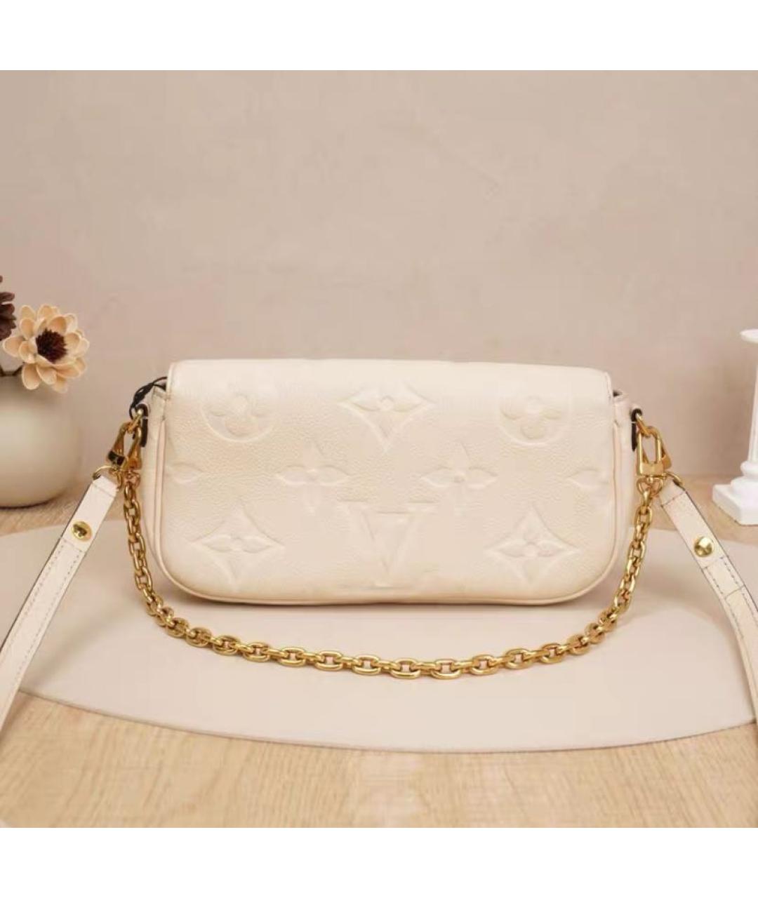 LOUIS VUITTON Бежевая кожаная сумка с короткими ручками, фото 3