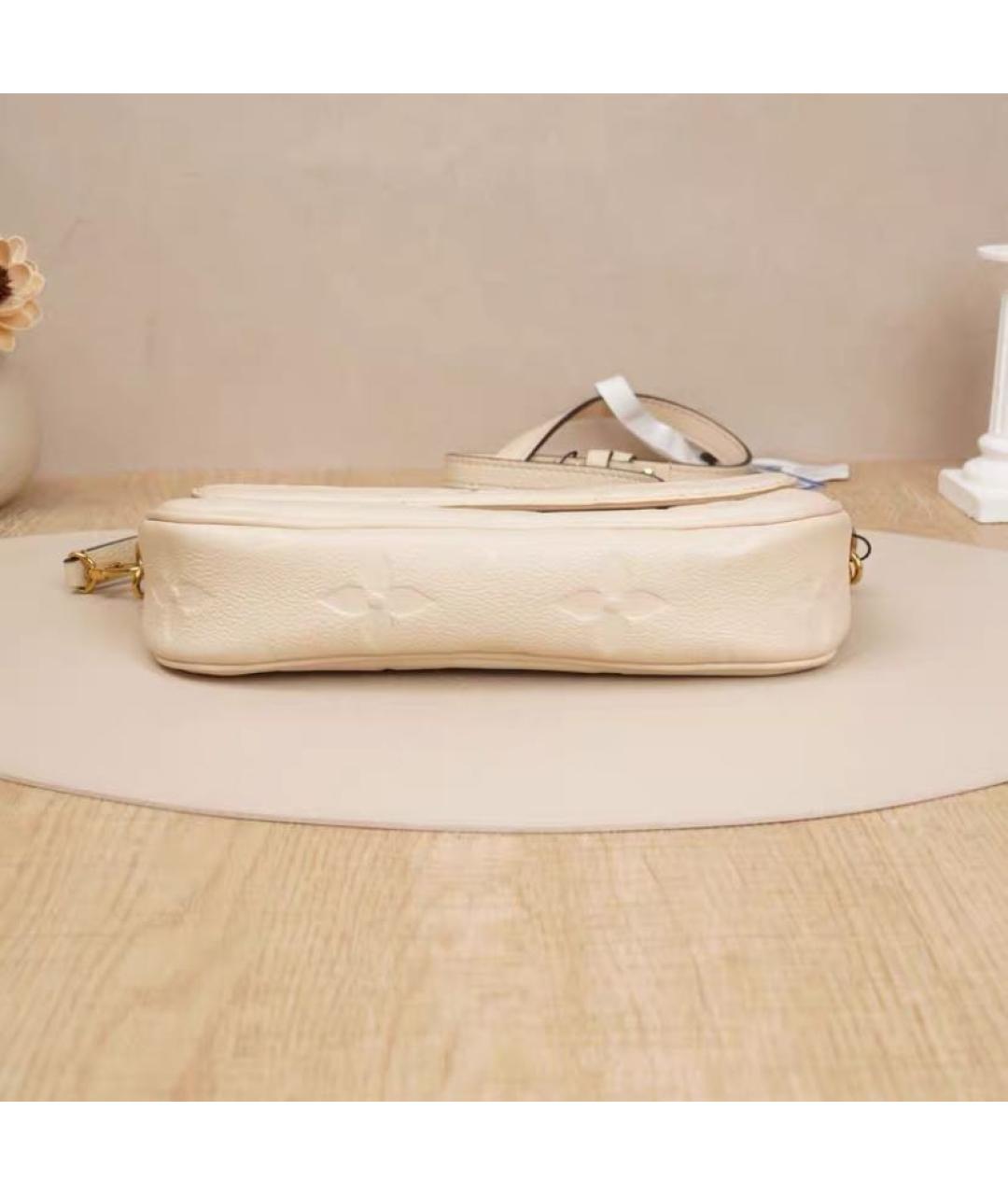 LOUIS VUITTON Бежевая кожаная сумка с короткими ручками, фото 4