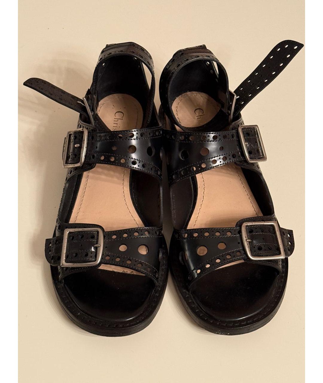 CHRISTIAN DIOR Черные кожаные сандалии, фото 2