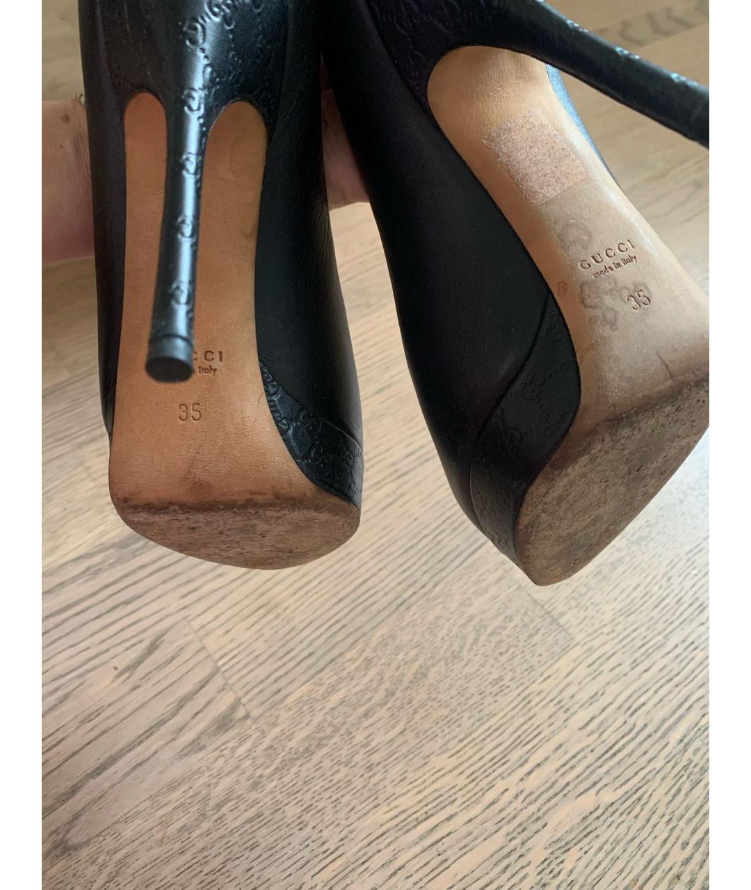 GUCCI Черные кожаные туфли, фото 4