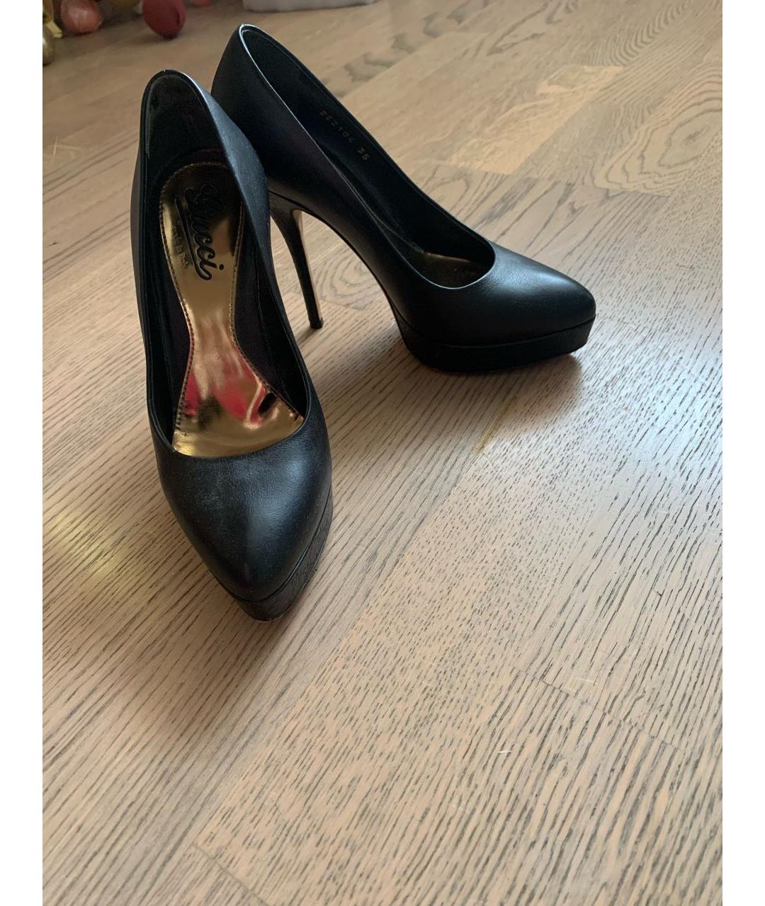 GUCCI Черные кожаные туфли, фото 6